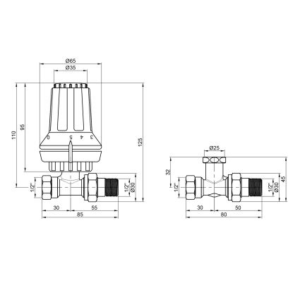 Комплект термостатический Danfoss RAS-C+RA-FN+RLV-S 1/2&amp;quot; прямой (013G2229) - 2