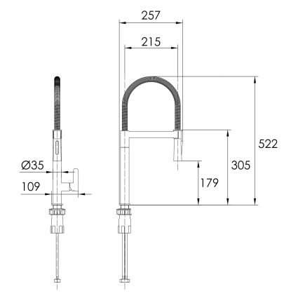 PIVOT SS смеситель для кухни, черный матовый, 25 мм - 2