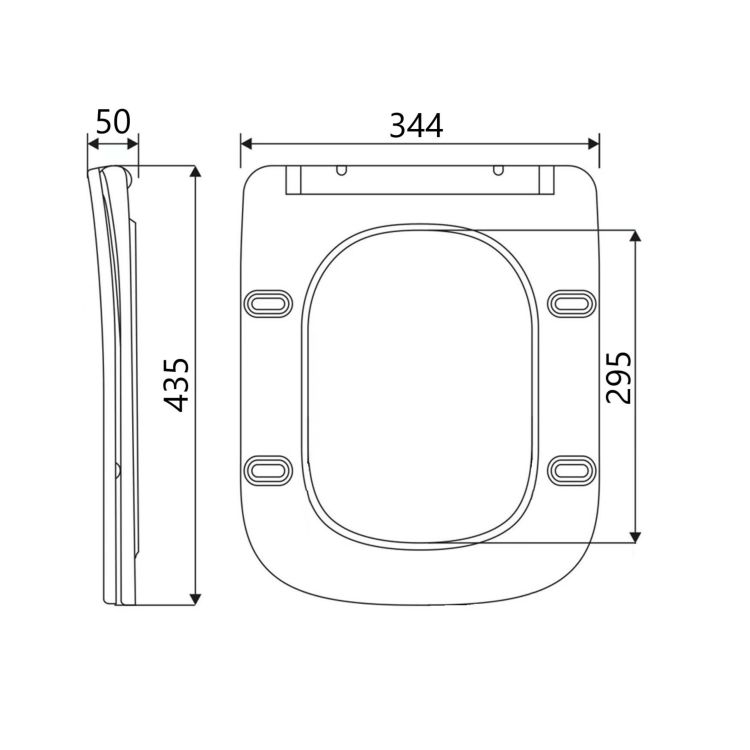 Сидіння для унітаза (Tern 490) 435x344x50 мм, Matt Black, з мікроліфтом, Slim Duroplast, Quick Release QTSC179MB47354 Qtap - 2