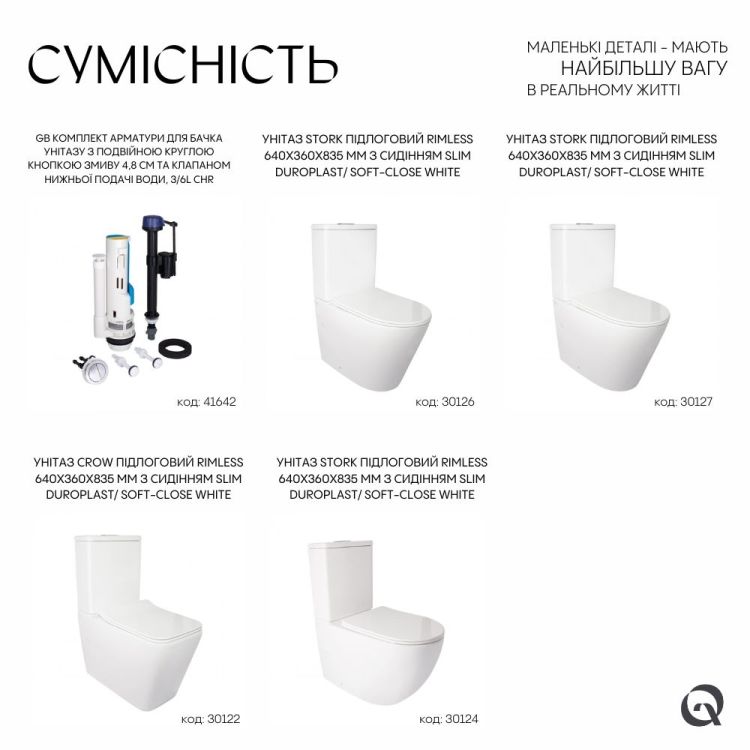 Qtap GB комплект арматури для бачка унітазу з подвійною круглою кнопкою змиву 4,8 см та клапаном нижньої подачі води, 3 / 6L CHR - 5