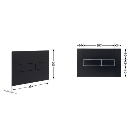Клавіша змиву Qtap Standard 152x236x28 мм, Matt Black, лінійна QTSTD164BLM49473 - 2