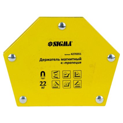 Магнит для сварки трапеция 22кг 90×54×54×43мм (30,45,60,75,90,135°) Sigma (4270351) - 1