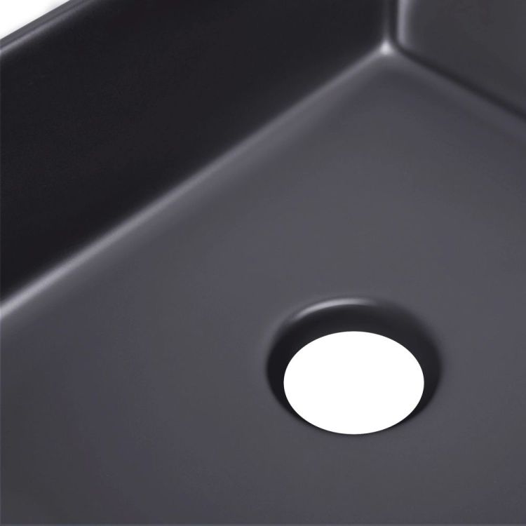 Комплект Qtap Tern: Раковина накладна прамокутна 475х370х140 мм Matt Black + Донний клапан PU03 - 5