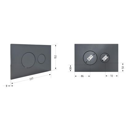 Клавіша змиву Qtap Standard 152x236x28 мм, Gunmetal Black, кругла QTSTD164GMB51271 - 2