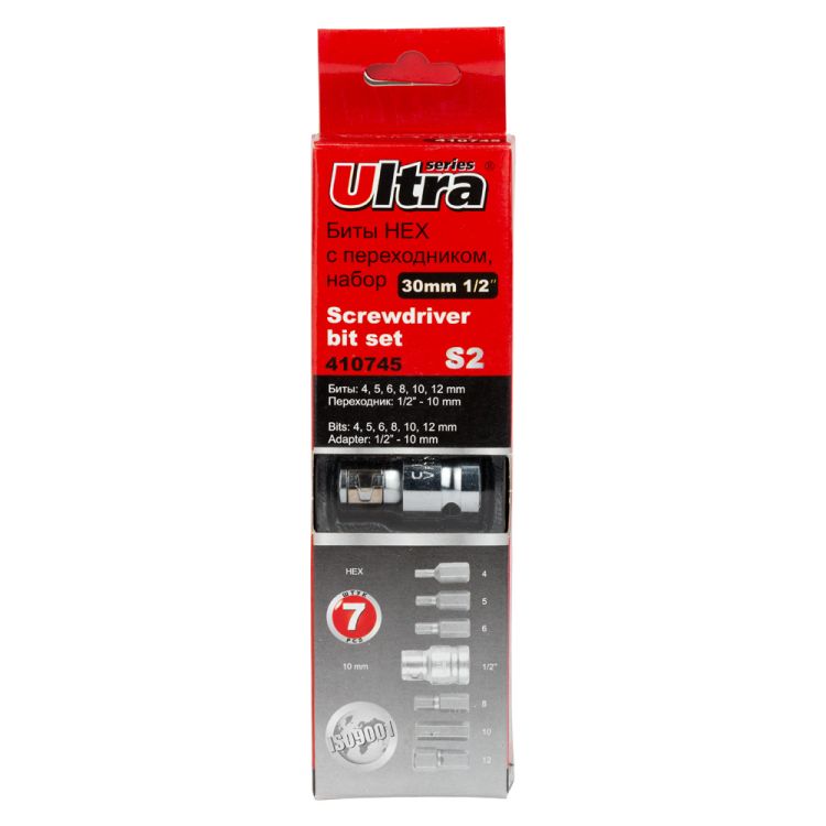 Набор бит HEX 1/2&amp;quot; 7шт S2 (пласт кейс) ULTRA (4013202) - 3