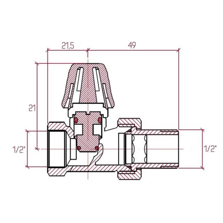 Кран радіаторний Icma 1/2&amp;quot; з антипротечкой прямій без ручки №815+940 - 2