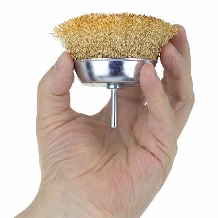 Щетка проволочная чашеобразная Ø100мм хвостовик Ø6мм (латунированная) Sigma (9015101) - 3