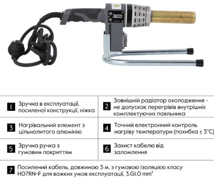 Паяльник для PPR Ø20-32 стержневой (автоматический) STD-102 700W Thermo Alliance - 4