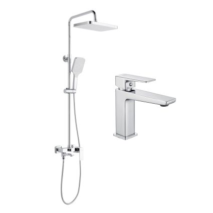 Акційний набір Lidz: Orion 001F Змішувач латунний для раковини низький + Orion 1030 Душова система універсальна на три споживачі (з виливом) - 1