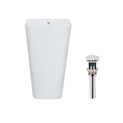 Комплект Qtap Tern: Раковина напольная моноблок 440х380х830 мм White + Донный клапан PU02O - 1