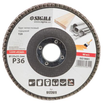 Круг пелюстковий торцевій Т29 (конічний) Ø125мм P36 Sigma (9172611) - 2
