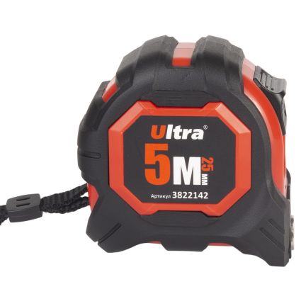 Рулетка магнитная обрезиненная Extra нейлоновое покрытие двустороннее полотно/зацеп 5м×25мм ULTRA (3822142) - 4