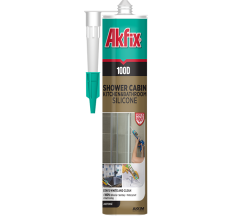 Санитарный силиконовый герметик для душевых кабин, ванн и кухонь Akfix 280 мл прозрачный 100D