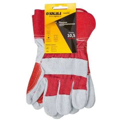 Замшеві рукавички комбіновані р10,5 клас АВ (посилена долоню) Sigma (9448381) - 4