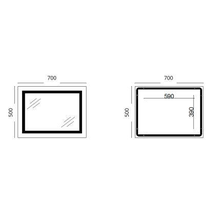 Дзеркало Lidz Kubis (KU1) 700х500 з LED-підсвічуванням Touch, з антизапотіванням, з димером, рег. яскравості LD78LF90448485 - 2