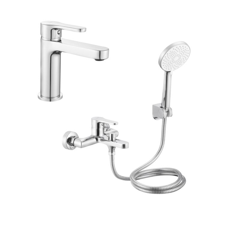 Акційний набір Lidz: Astra 001F Змішувач для раковини LDAST001FCRM48085 + Astra 006 Змішувач для ванни (з душовим гарнітуром) LDAST006CRM48087 - 1