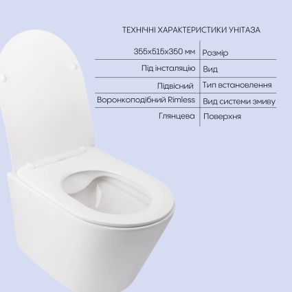 Комплект Qtap Swan 2 в 1: унітаз підвісний Rimless + біде підвісне - 3