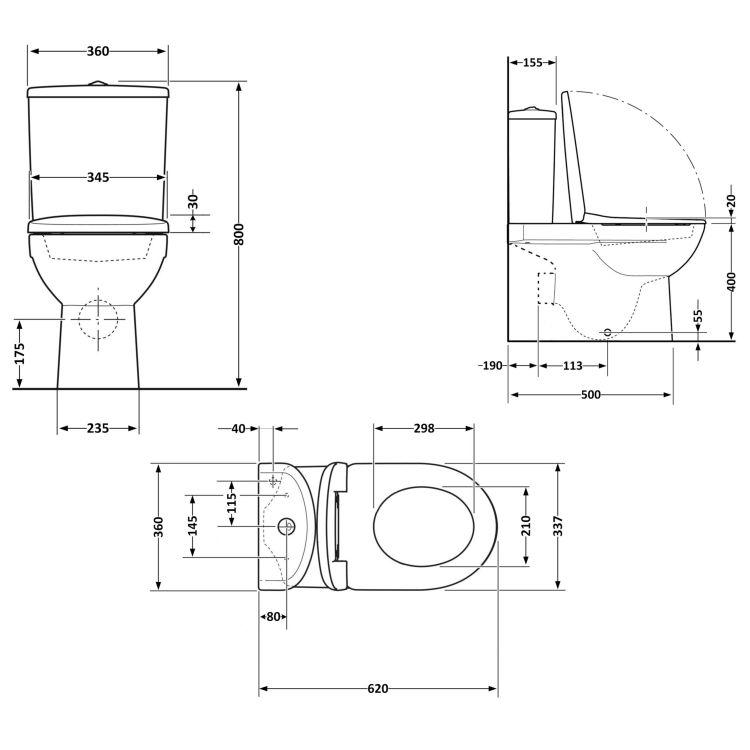Унітаз підлоговий Qtap Stork Ultra Quiet 630×350×805 мм із сидінням Soft-close, White QTSTO27W49260 - 2