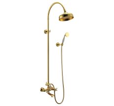 CUTHNA zlato  система душевая (двухвентильный смеситель для ванны, верхний и ручной душ), золото