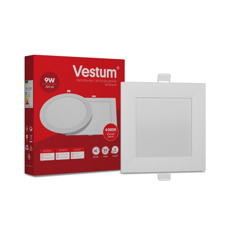 Світильник LED врізний квадратний Vestum 9W 4000K 220V - 4