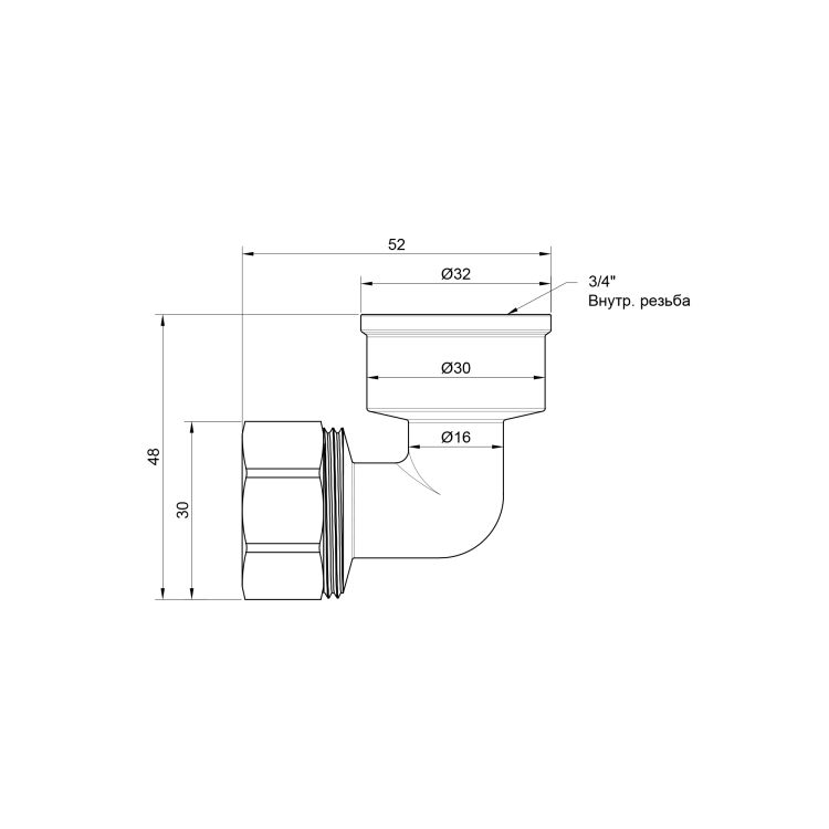 Куточок SD 20х3/4&amp;quot;, внутрішня різьба - 2