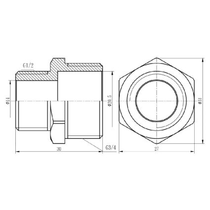 Ніпель редукційний SD Forte 3/4&amp;quot;х1/2&amp;quot; хром - 2