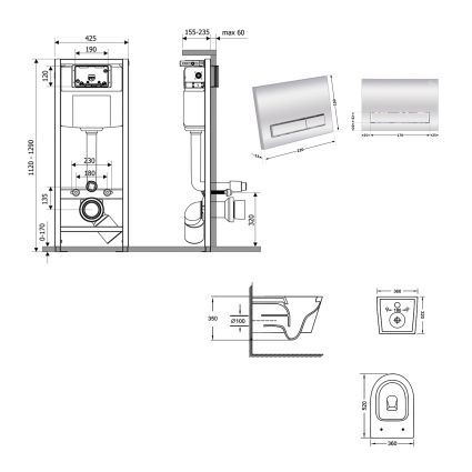 Готове рішення Qtap для ванної кімнати: підвісний унітаз Jay Ultra Quiet 520x360x320 + комплект інсталяції Nest 4 в 1 (лінійна клавіша Chrome) - 2