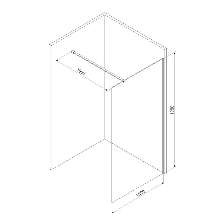 Комплект Walk-In: Стенка 100*190см прозрачное стекло 8мм + Профиль стеновой хром 190см+Держатель стекла (D) с креплениями 100см - 2