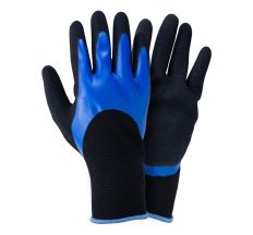 Перчатки трикотажные с двойным нитриловым покрытием р9 (сине-черные манжет) Sigma (9443671)