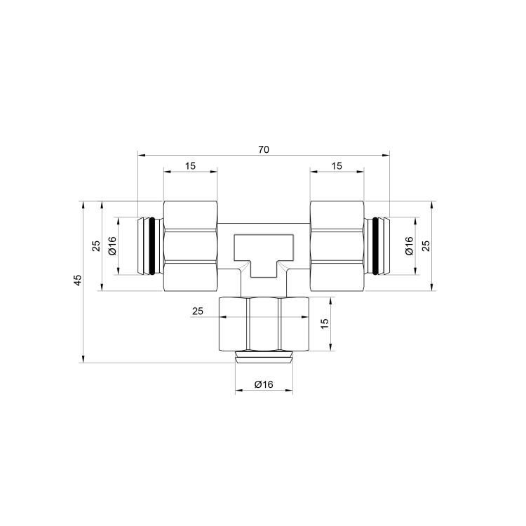 Тройник металлопл 16*16*16 SD158W161616 SD Plus - 2