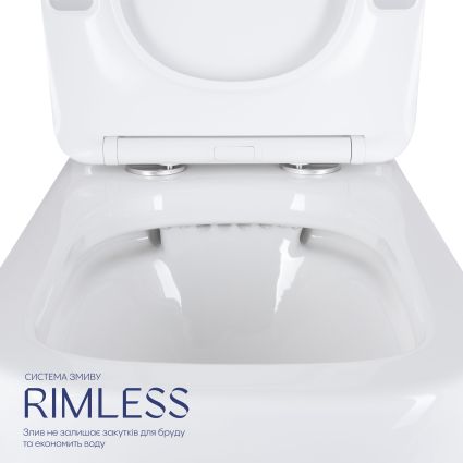Унітаз підлоговий Qtap Stenava Rimless безобідковий з сидінням Soft-close WHITE QT27228303W - 5