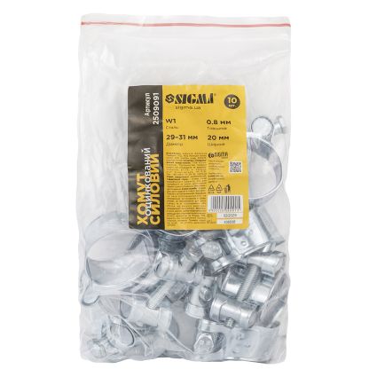 Хомут силовой оцинкованный 20мм Ø29-31мм SIGMA (2509091) - 5