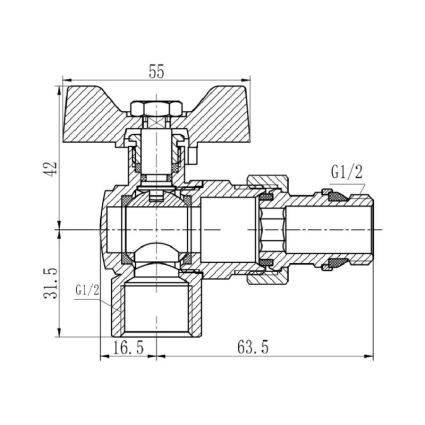 Кран кульовий &amp;quot;Американка&amp;quot; SD Forte 1/2&amp;quot; з антипротечкой кутовий - 2