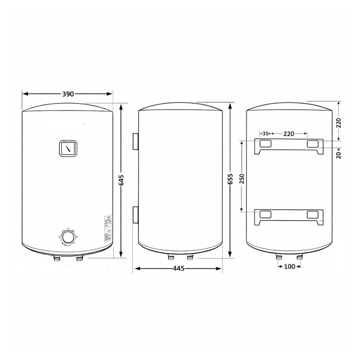 Водонагрівач електричний 50 л Grey універсальний, мокрий ТЕН 1,5 кВт D50VH15Q2G Thermo Alliance - 2