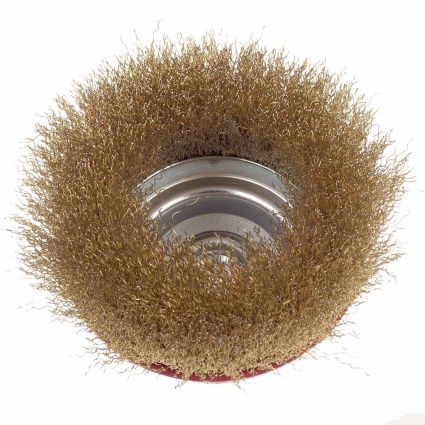 Щетка проволочная чашеобразная Ø75мм хвостовик Ø6мм (латунированная) Sigma (9015071) - 4