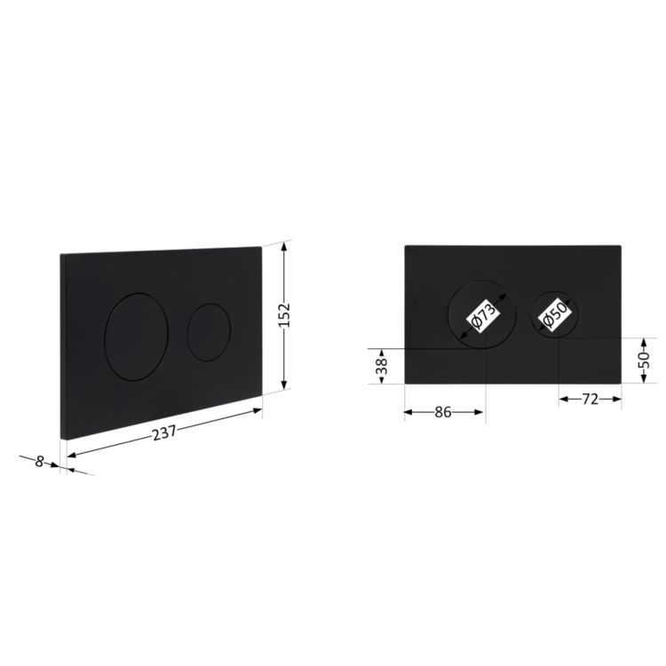 Клавіша змиву Qtap Standard 152x236x28 мм, Matt Black, кругла QTSTD164BLM49470 - 2