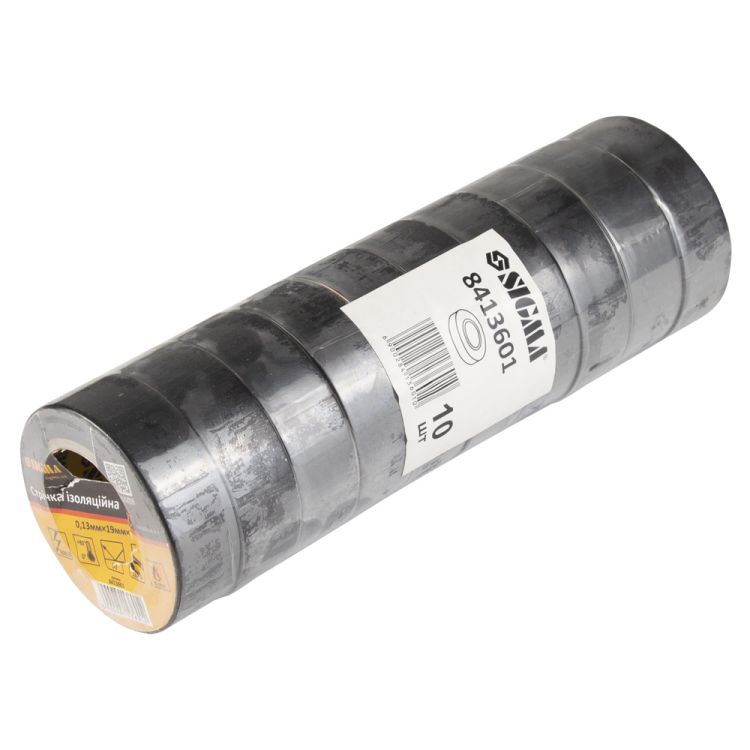 Изолента ПВХ (черная) 0,13мм×19мм×10м Sigma (8413601) - 1