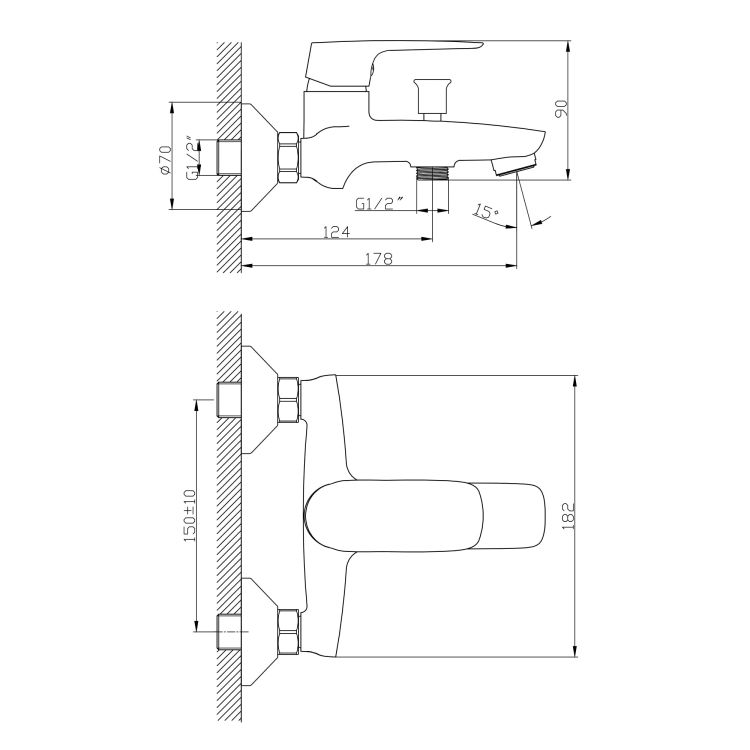 STRELA смеситель для ванны, хром, 35 мм - 2