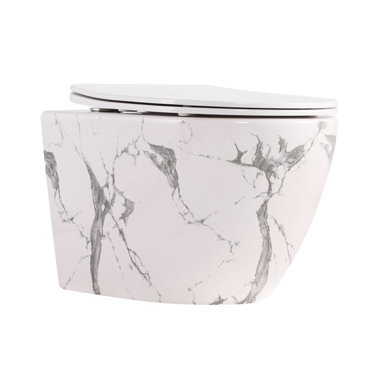 Унітаз підвісний Qtap Robin Ultra Quiet 520×365×340 мм, Marble, з сидінням Slim Duroplast / Soft-close / Quick Release QTROB26MR48998 - 1