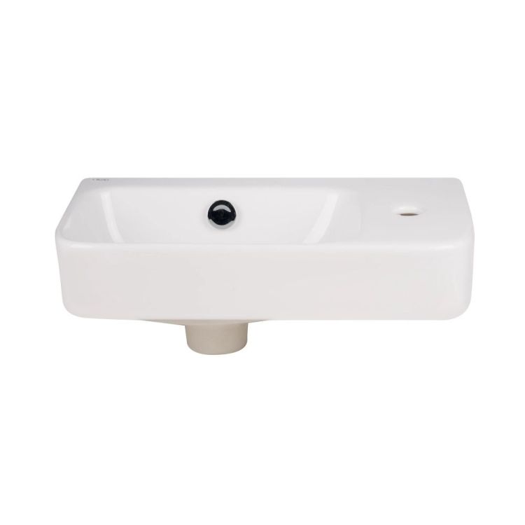 Комплект Qtap Tern: Раковина подвесная прямоугольная правая 450х260х155 мм White + Донный клапан PU02O - 3