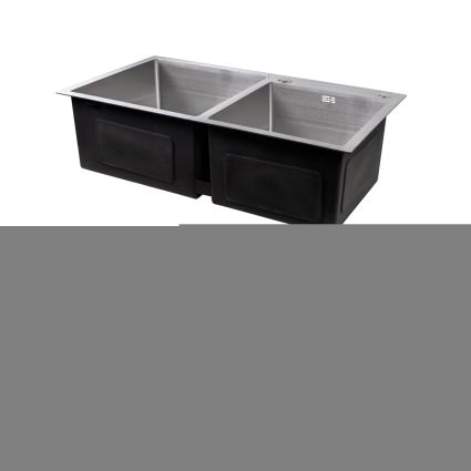 Акційний набір Lidz: мийка з двома чашами інтегрована Brushed Steel 3,0/1,0 мм + Змішувач Aria для кухні з гнучким виливом (k35) Grey - 4