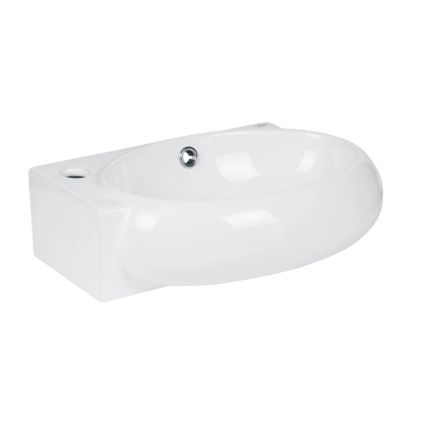 Комплект Qtap Leo: Раковина підвісна овальна ліва 430x290x140 мм White + Донний клапан PU02O - 4