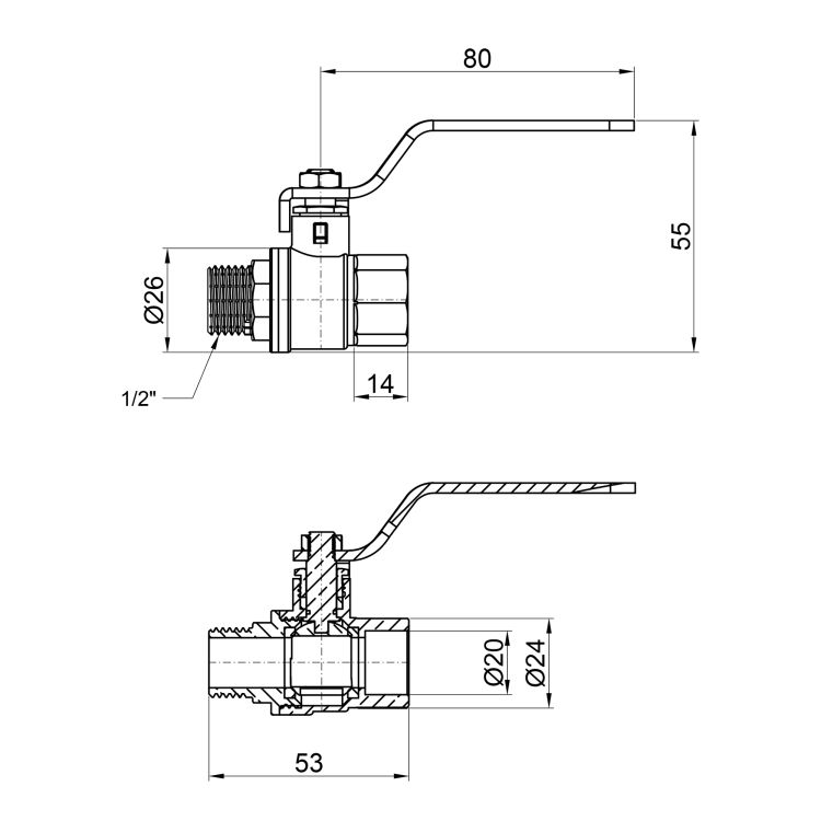 Кран кульовий SD Plus 1/2&amp;quot; ВЗ - 2
