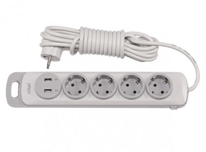 Л 4353 Удлинитель 4-й/3м с/з с кнопкой + USB LUXEL NOTA - 1