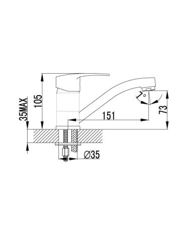 JESENIK змішувач для кухні, хром, 35 мм IMPRESE 20140-15 - 2