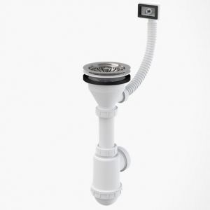 А447Р Сифон д\мойки из нерж. решеткой d115, гофропереливом d50/40 - 1