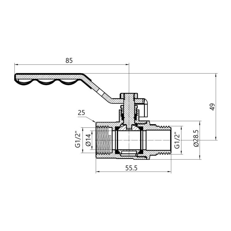 Кран кульовий SD Plus 1/2&amp;quot; ВЗ газ PN40 ручка - 2