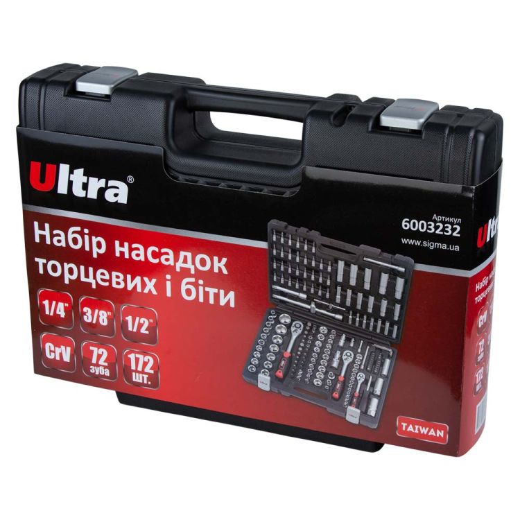 Набор насадок торцевых и биты 1/4&amp;quot;, 3/8&amp;quot;, 1/2&amp;quot; 172 шт CrV Taiwan ULTRA (6003232) - 8