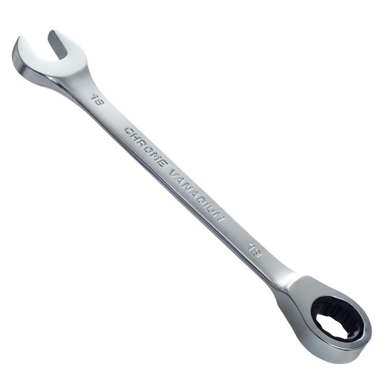 Ключ рожково-накидний трещоточный 18мм CrV satine Sigma (6022181) - 6