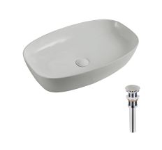 Раковина накладна Qtap Robin 500х380х140 мм, Stone grey, прямокутна, з донним клапаном QT04116302SG